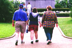 An overweight family (back view)