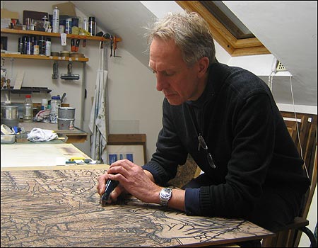 Anthony Ratcliffe working in his studio
