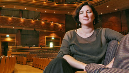 Fiona Allan inside the Wales Millennium Centre