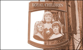 Sign hanging outside The Royal Children, Nottingham