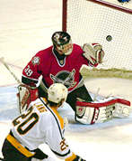 Dominik Hašek a Robert Lang v NHL