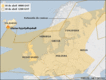 Mapa de la extensión de la nube de ceniza