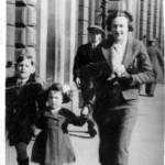 My mother, my sister and I going to collect our gasmasks in Commercial Rd. Portsmouth. 1939.