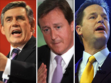 Gordon Brown, David Cameron and Nick Clegg