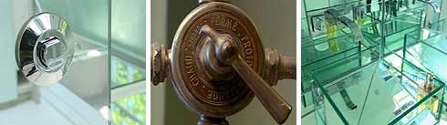 modern chrome fitting, old-fashioned tap and contemporary glass basins