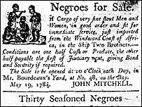 Notice of slave sale, 1784