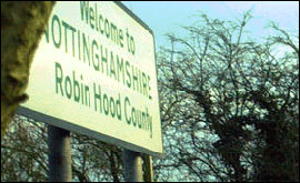 Robin Hood County sign