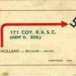 A Christmas card posted from a member of the R.A.S.C (Royal Army Service Corps) in Europe, 1944