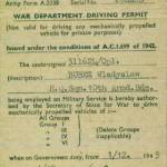 War Department Driving Permit