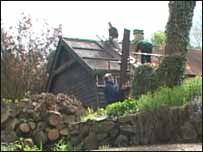 The stables being worked on