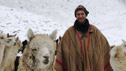 Bruce and llamas in the High Andes