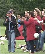Parents at a youth football match