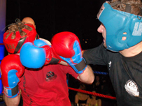 William Fearn (blue) in action 