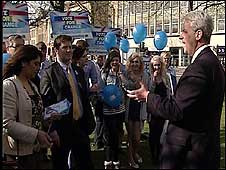 Andrew Lansley speaks to voters