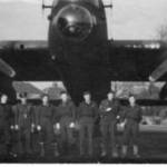 279 Squadron, 04/10/1945 to 30/10/1945, Lancasters, RAF Thornaby. Bill is centre in picture