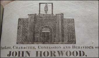 A contempoary print showing John Horwoods execution.