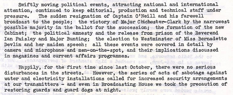 Controller's Report - BBC Northern Ireland Advisory Council Minutes, June 1969