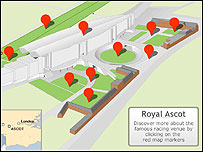See an interactive map of the Royal Ascot Racecourse