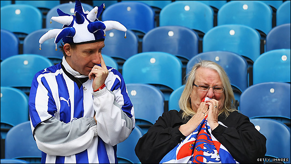 Sheffield Wednesday fans show their disappointment after relegation