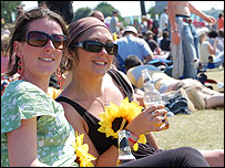 Enjoying the music in the sunshine