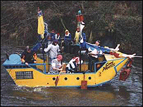 Pirate ship, charity boat race, Matlock