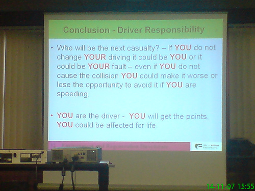 Driver road safety awareness course