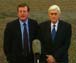 David Trimble and Seamus Mallon meet the press after the North-South Ministerial Council