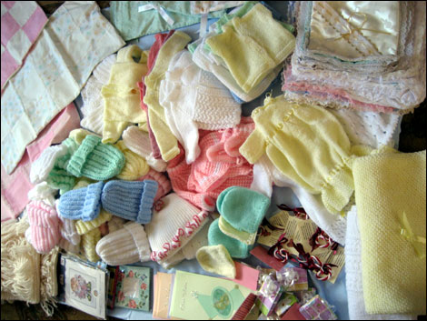 Selection of clothes made by Relief Society