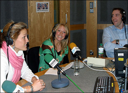 Left to right: Crista Cullen (hockey), Gail Emms (badminton) and Steve Parry (former swimming medallist) on the last Road to Beijing