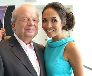 Myleene and John in The One Show office