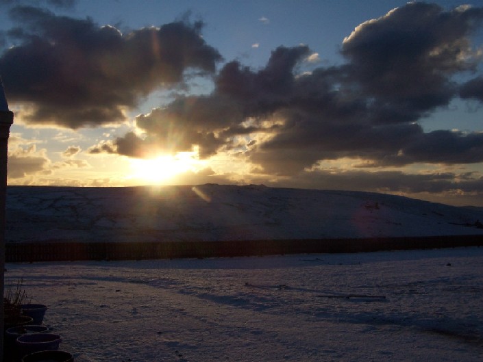 Dawn over the snow.