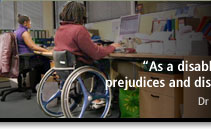 Image of an office worker in a wheelchair