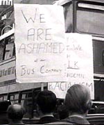 Placards held by protestors
