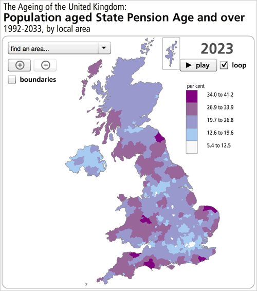 Population state pension age and over, 2023
