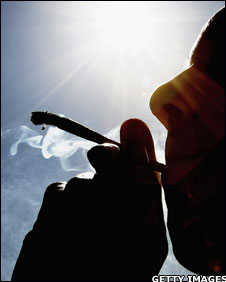 Man smoking cannabis