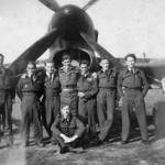 David Ray, Fighter Pilot with a group of colleagues standing in front of a Typhoon. Possibly taken whilst with 609 Squadron at WUNSTORF in 1945.