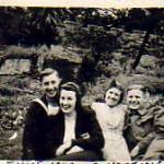 June 1942 - Arthur Ward on embarkation leave in Nottingham with his mother, his brother Eric Ward, and Stella