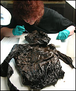 Joann Fletcher working on a mummy