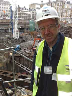 Mike Thomson, presenter of Document, next to the remains of the BBC stronghold