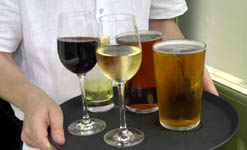 Tray of alcoholic drinks