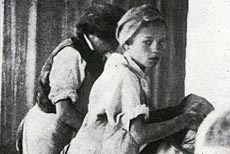 Children wedging clay