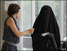 Woman in full-face veil in France - file pic