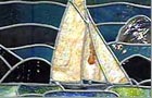 stained glass with boat motif