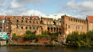 Ruins seen across the water