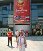 Julia outside the stadium