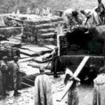 British and Indian troops with supplies on a forward airfield in Burma