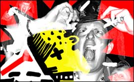 The dark humour of "Pounding..." in a poster.