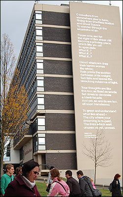Poem on the side of Sheffield Hallam University