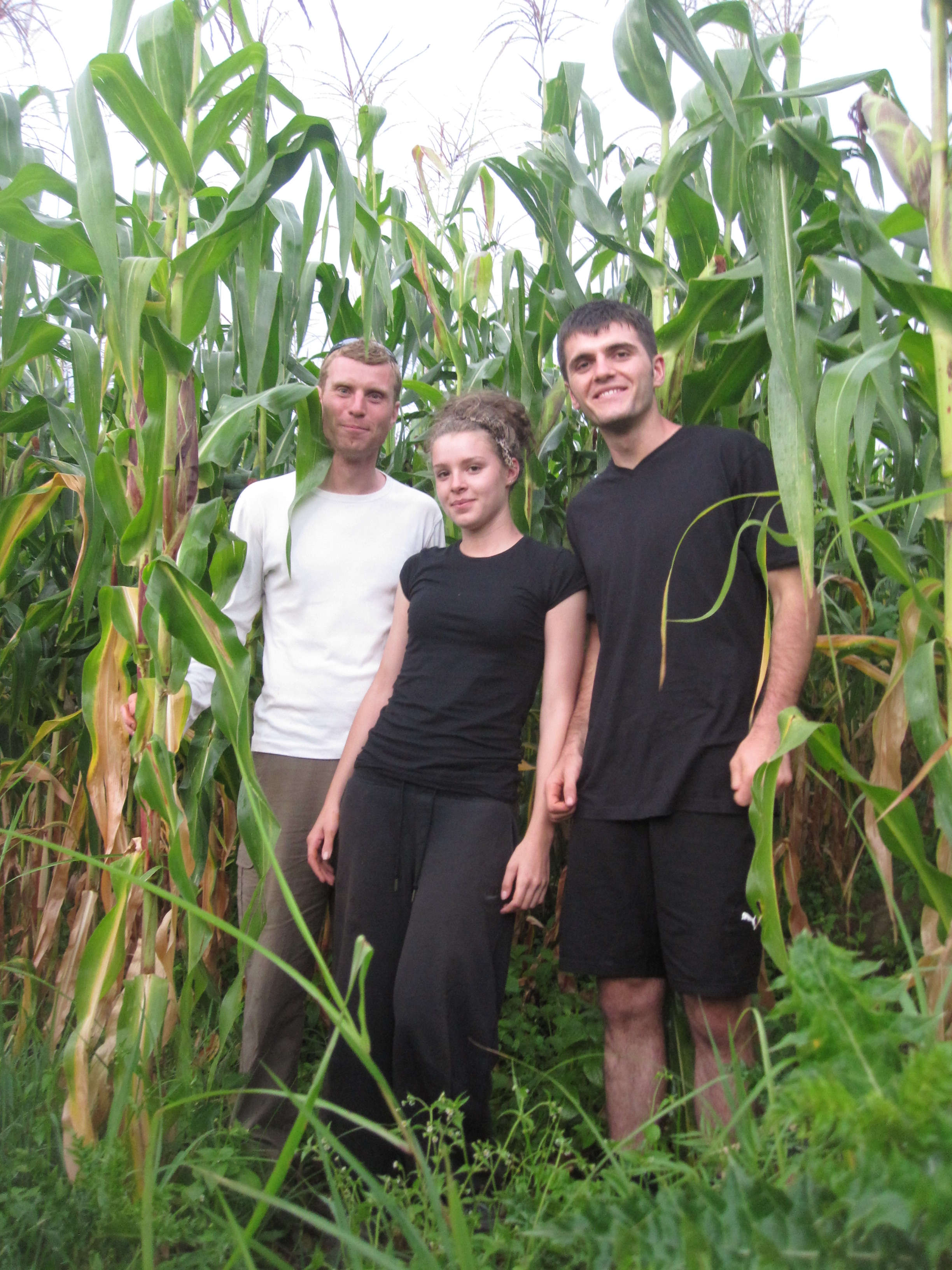 Michael Cox with students Emma and Ermal 