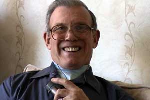 Bert speaks with an artificial voiceboxes. He's been called a robot - the talking clock and the man from mars.